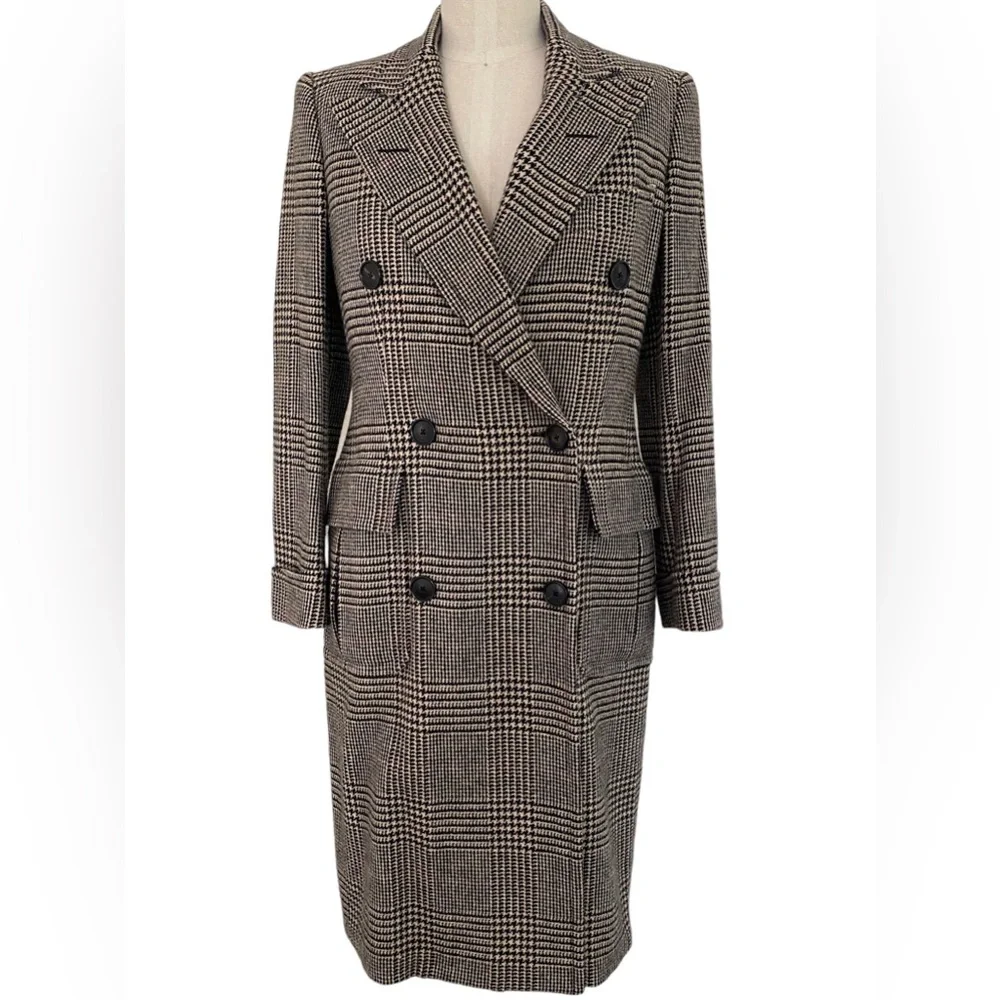 Ralph Lauren Purple Label Houndstooth Long Coat, Size 4 (S) - Picture 1 of 4